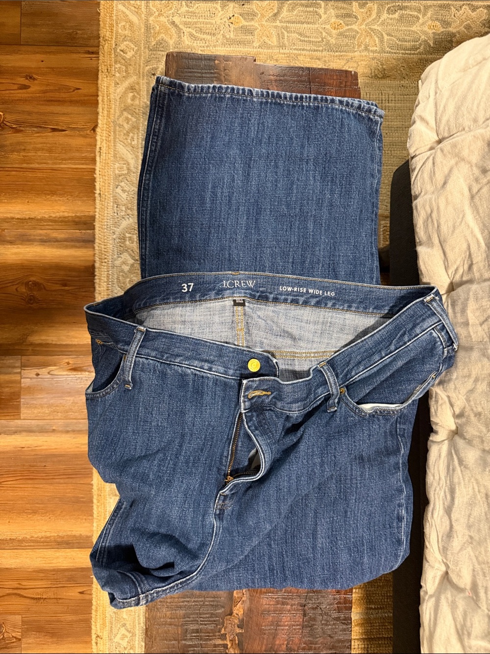 J. Crew Wide-Leg Jeans in Dark Blue Denim